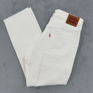 Vintage‎ Levis 501 Original Fit White Distressed Straight Leg Jeans Women's W 30